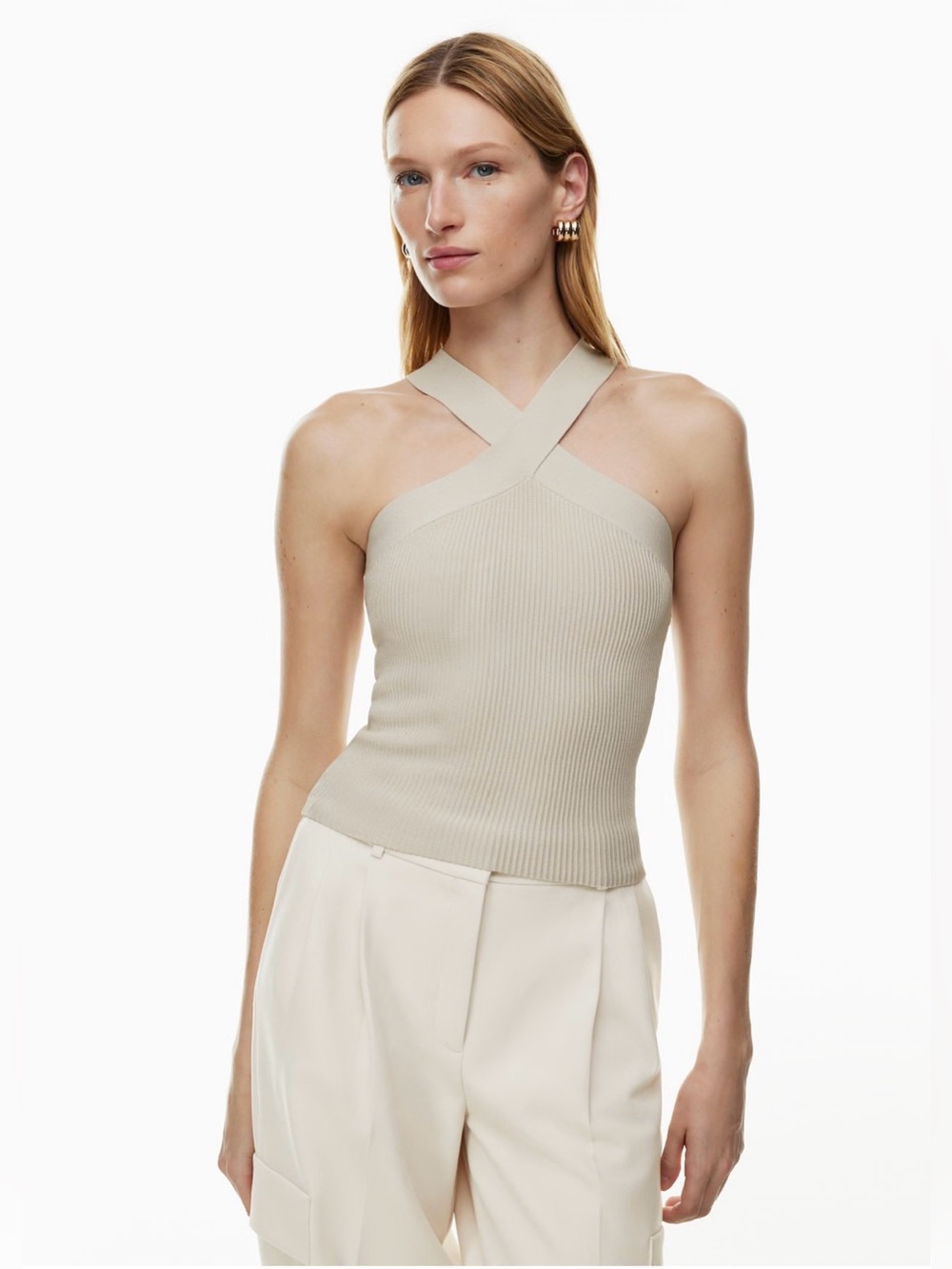 🆕Aritiza Babaton - Sculpt Knit Criss Cross Tank Cross Neck Ribbed Tank Top
